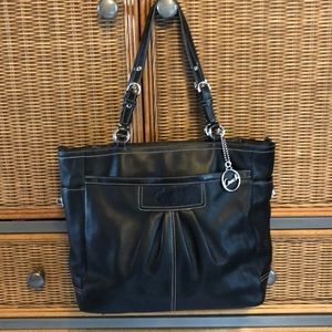Black leather authentic coach shoulder bag